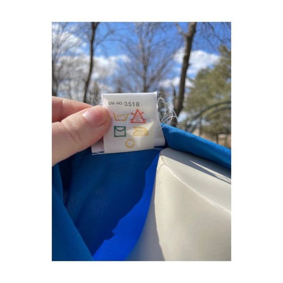 Vintage | 70s Electric Blue Blouse Statement Balloon Sleeve Secretary Office - Picture 12 of 12